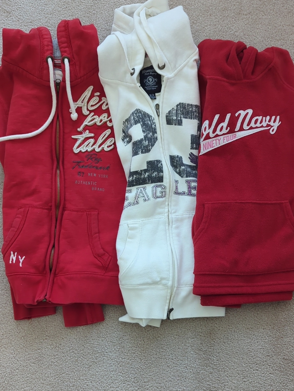 Bundle Lot 3 Girl Hoodies Size 12 Red White
